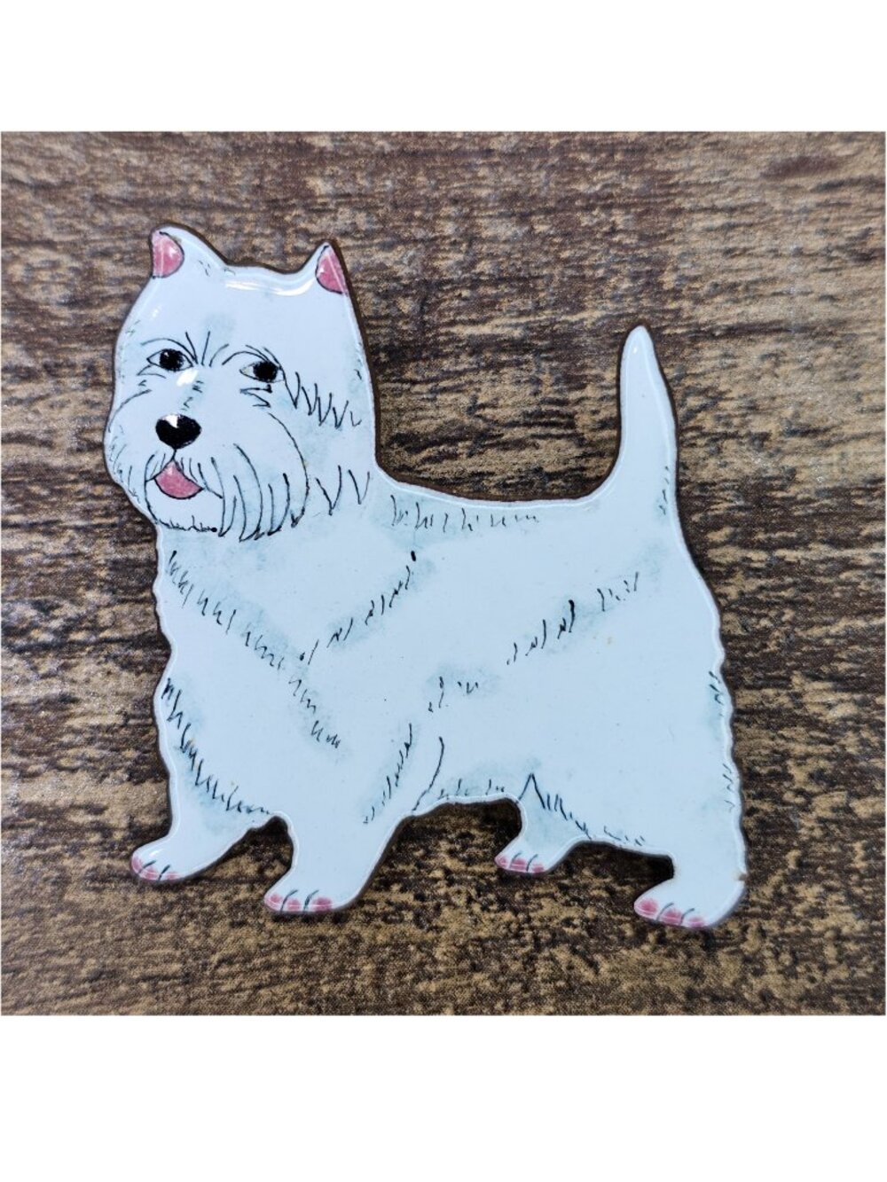 Elvie Zell White Enamel West Highland Terrier Westie Dog Brooch Pin